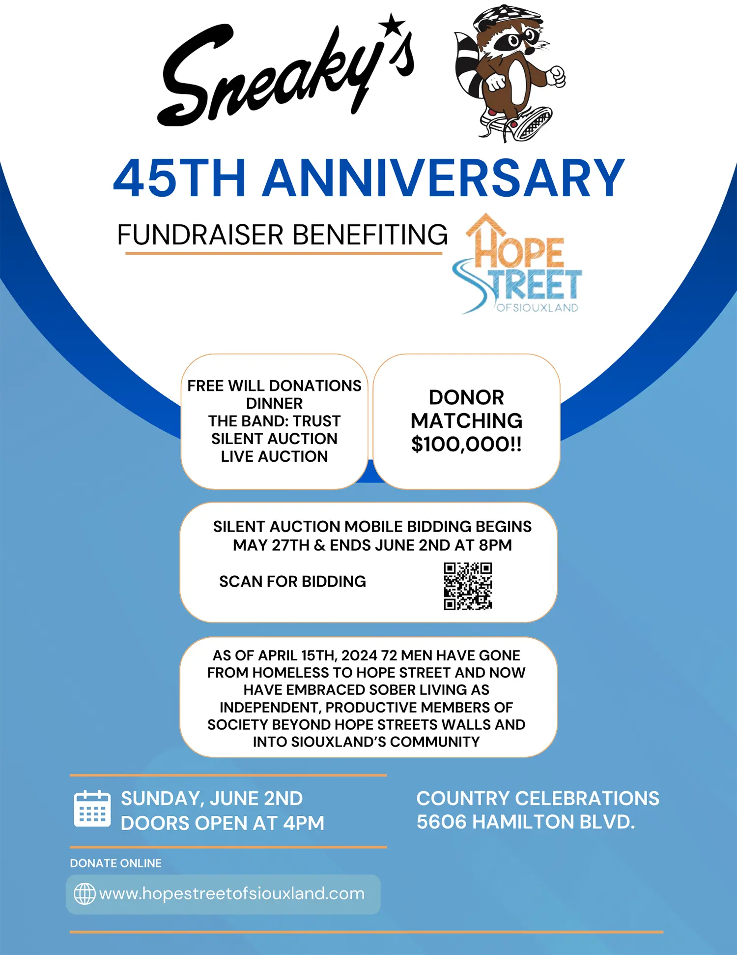 Hope Street Fundraiser th anniversary Flyer